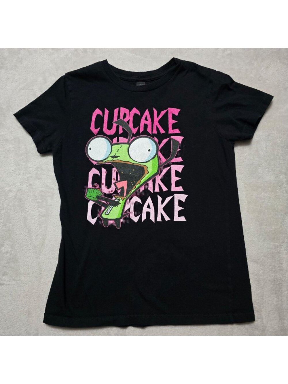 Invader Zim GIR Black Cupcake Cupcake Fitted Shirt Juniors Size Small